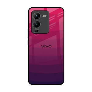 Premium Look Elegant Texture Wavy Pink Pattern Glass Case for Vivo V25 Pro
