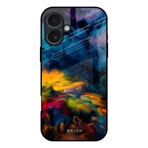 Rugged Look Glossy Texture Layer Multicolor Oil Painting Glass Case for iPhone 17
