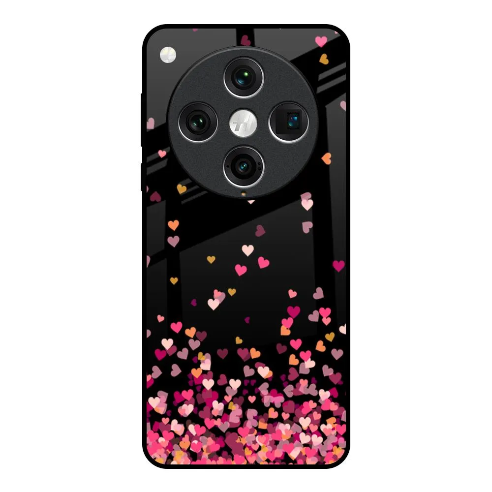 Durable Detail Heart Rain Fall Glass Case For Oppo Find x8 Pro