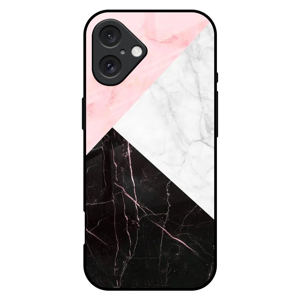 Marble Collage Art Glass Case For iPhone 16 Plus Everyday Comfort