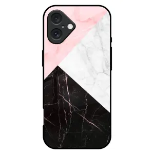 Marble Collage Art Glass Case For iPhone 16 Plus Everyday Comfort