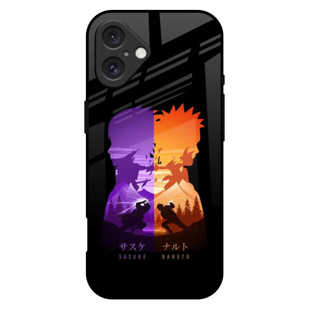 High-End Detail Minimalist Anime Glass Case for iPhone 16 Plus