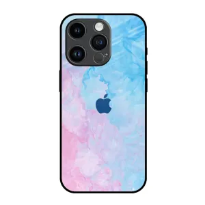 Fashion Choice Transparent Edge Mixed Watercolor Glass Case for iPhone 14 Pro