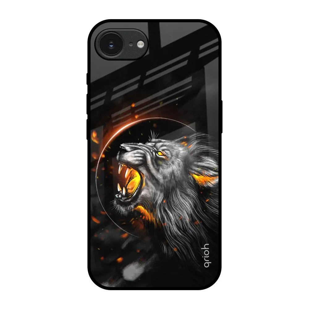 Aggressive Lion Glass Case for Apple iPhone 16e Stylish Layer Texture