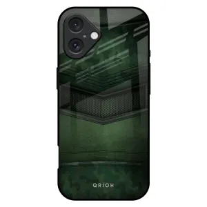 Anti Shock Layer Reusable Material Green Leather Glass Case for iPhone 16 Plus