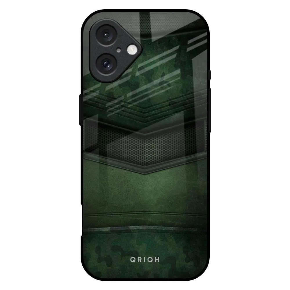 Anti Shock Layer Reusable Material Green Leather Glass Case for iPhone 16 Plus