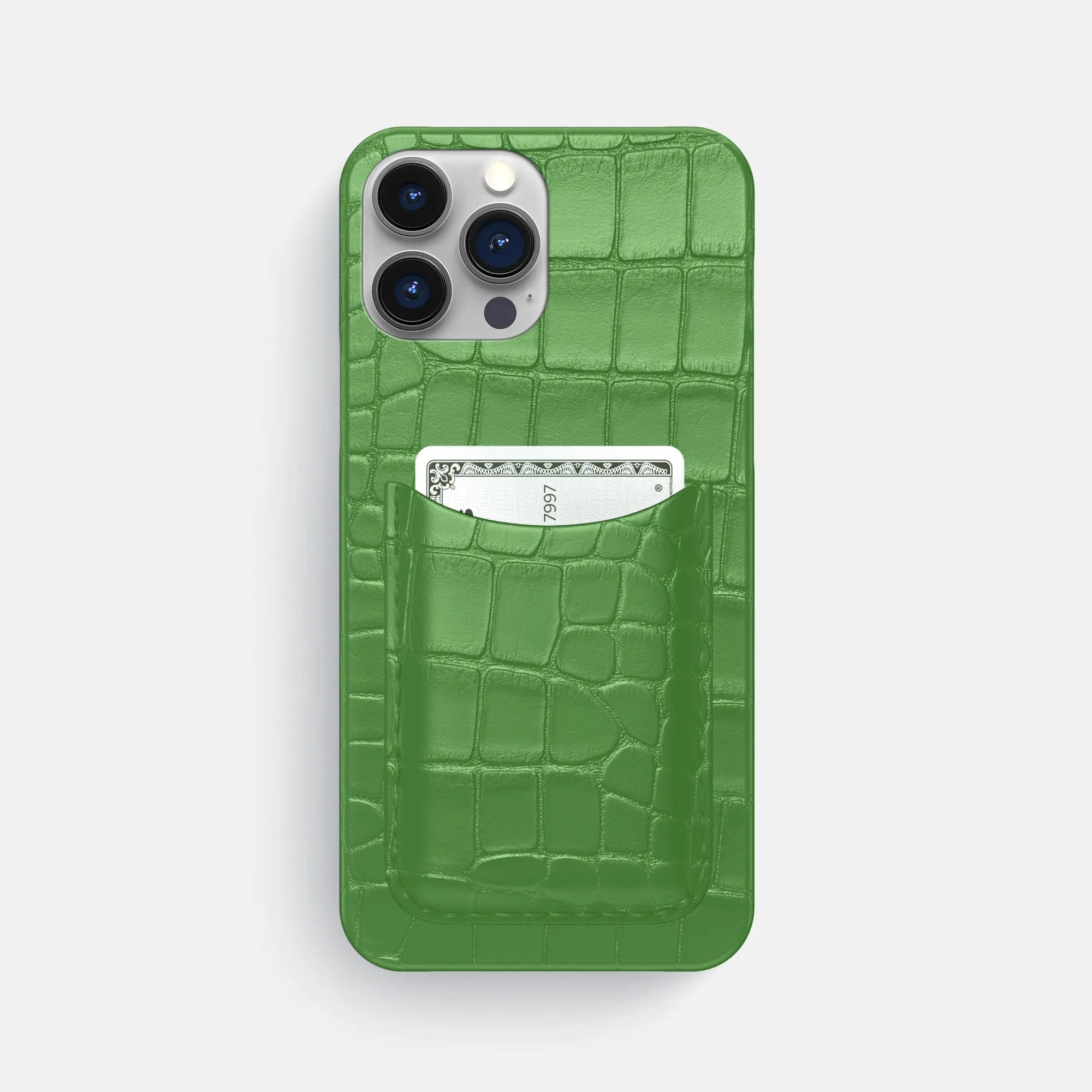 Artistic Design Slim Card Case For iPhone 16 Pro Max In Alligator