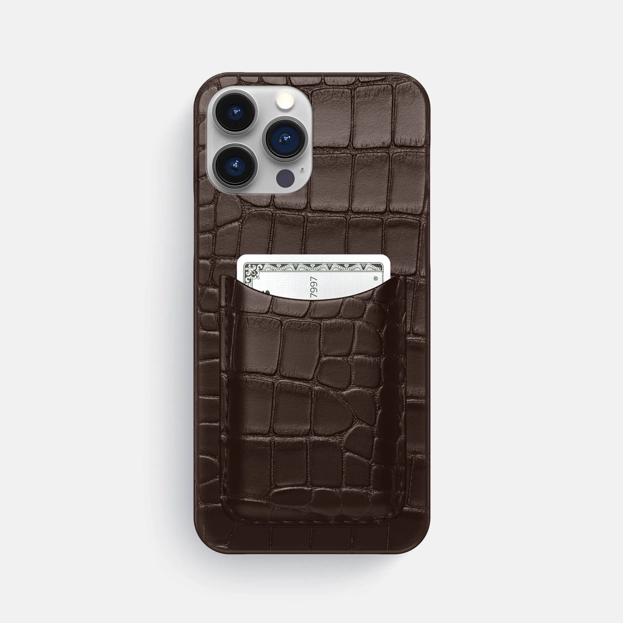 Modern Detail Slim Card Case For iPhone 16 Pro Max In Alligator