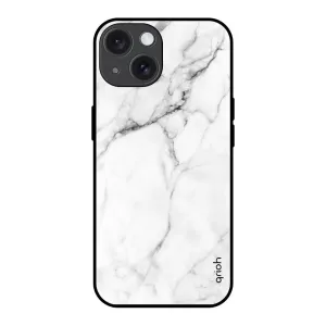 Light Protection Durable Texture Finish Modern White Marble Glass Case for iPhone 15