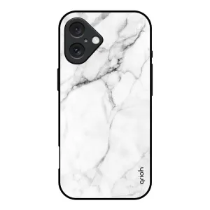 Comfort Build Modern White Marble Glass Case for iPhone 16