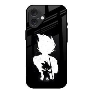 Monochrome Goku Glass Case for iPhone 16 Protective Design Texture