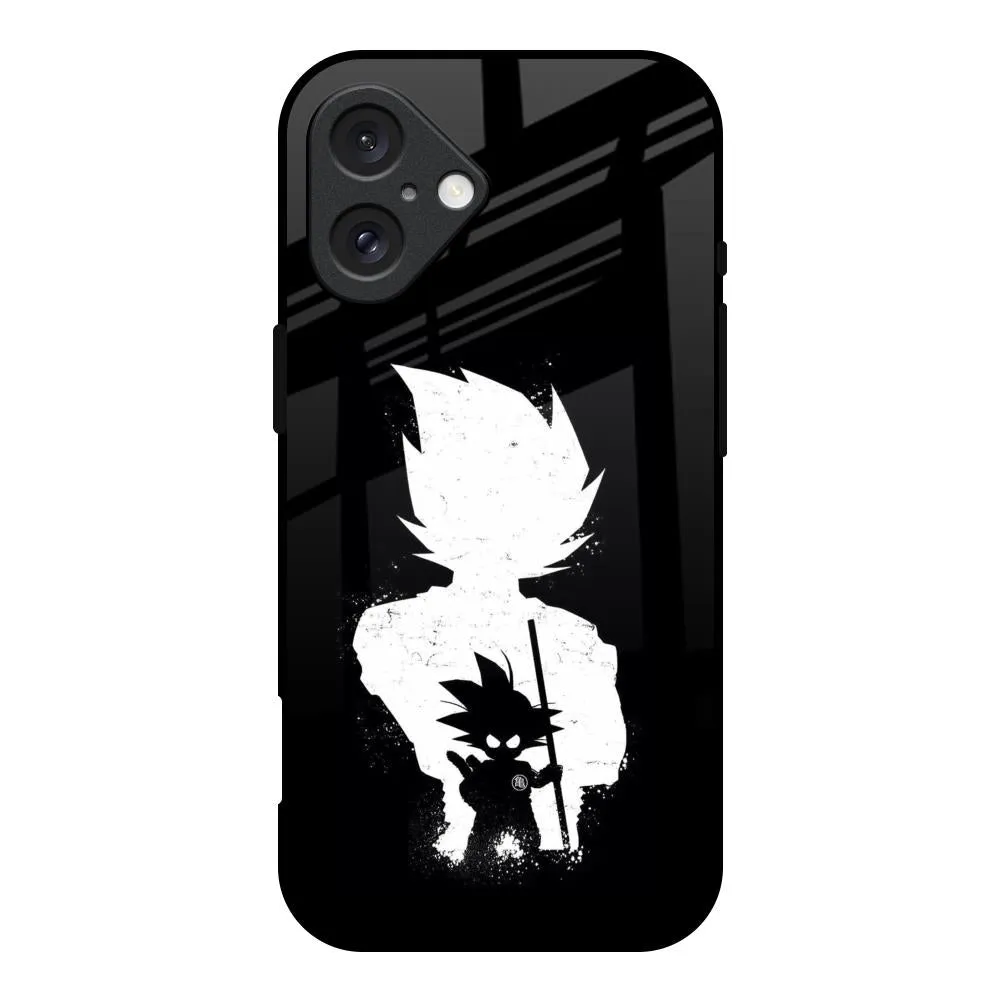 Monochrome Goku Glass Case for iPhone 16 Protective Design Texture