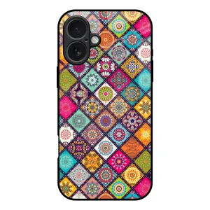 Multicolor Mandala Glass Case for iPhone 17 Matte Surface Smooth Outline