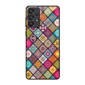Soft Finish Texture Multicolor Mandala Glass Case for Samsung Galaxy A73 5G