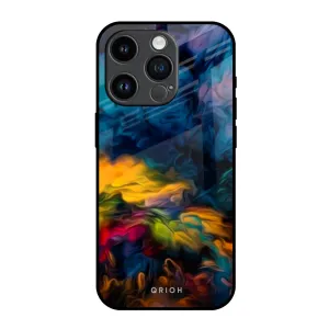 Smooth Edges Multicolor Oil Painting Glass Case for iPhone 14 Pro