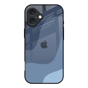 Navy Blue Ombre Glass Case for iPhone 16 Matte Surface Design