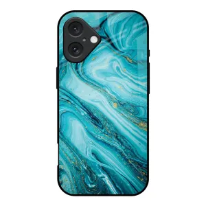 Fashion Detail Ocean Marble Glass Case for iPhone 16
