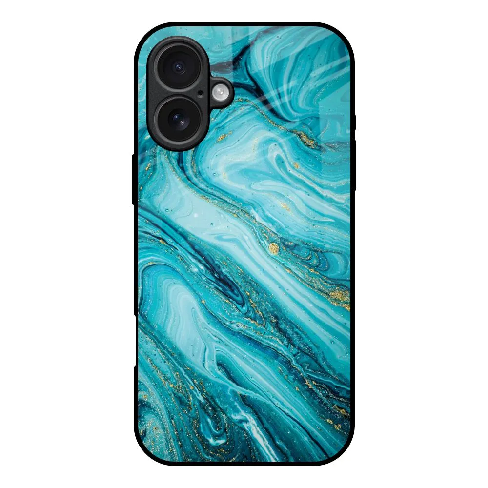 Ocean Marble Glass Case for iPhone 17 Luxury Coating