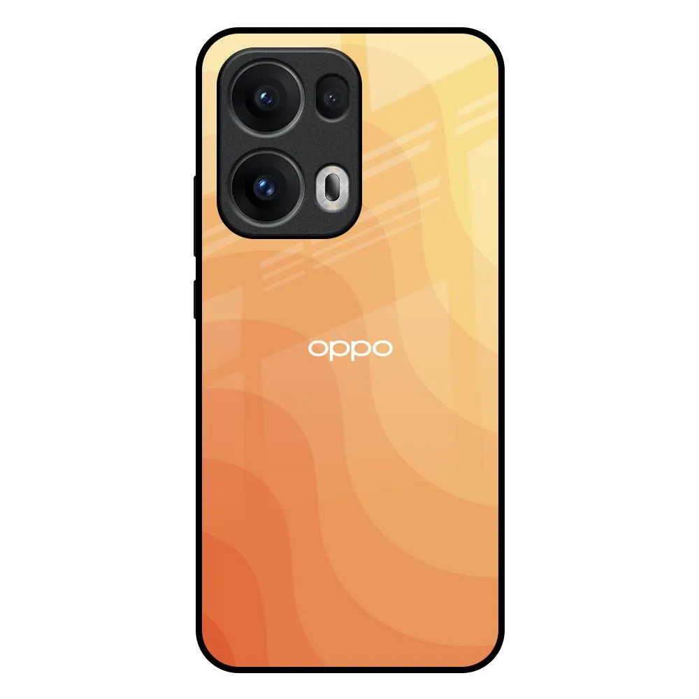 Orange Curve Pattern Glass Case for Oppo Reno13 Pro 5G Wireless Charging Compatible