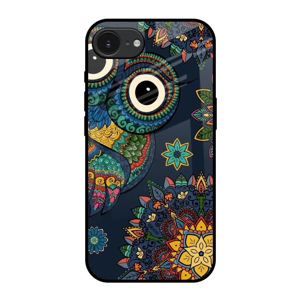 Matte Surface Stylish Texture Owl Art Glass Case for Apple iPhone 16e
