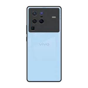 Pastel Sky Blue Glass Case for Vivo X80 Pro 5G Matte Shield Gloss Texture