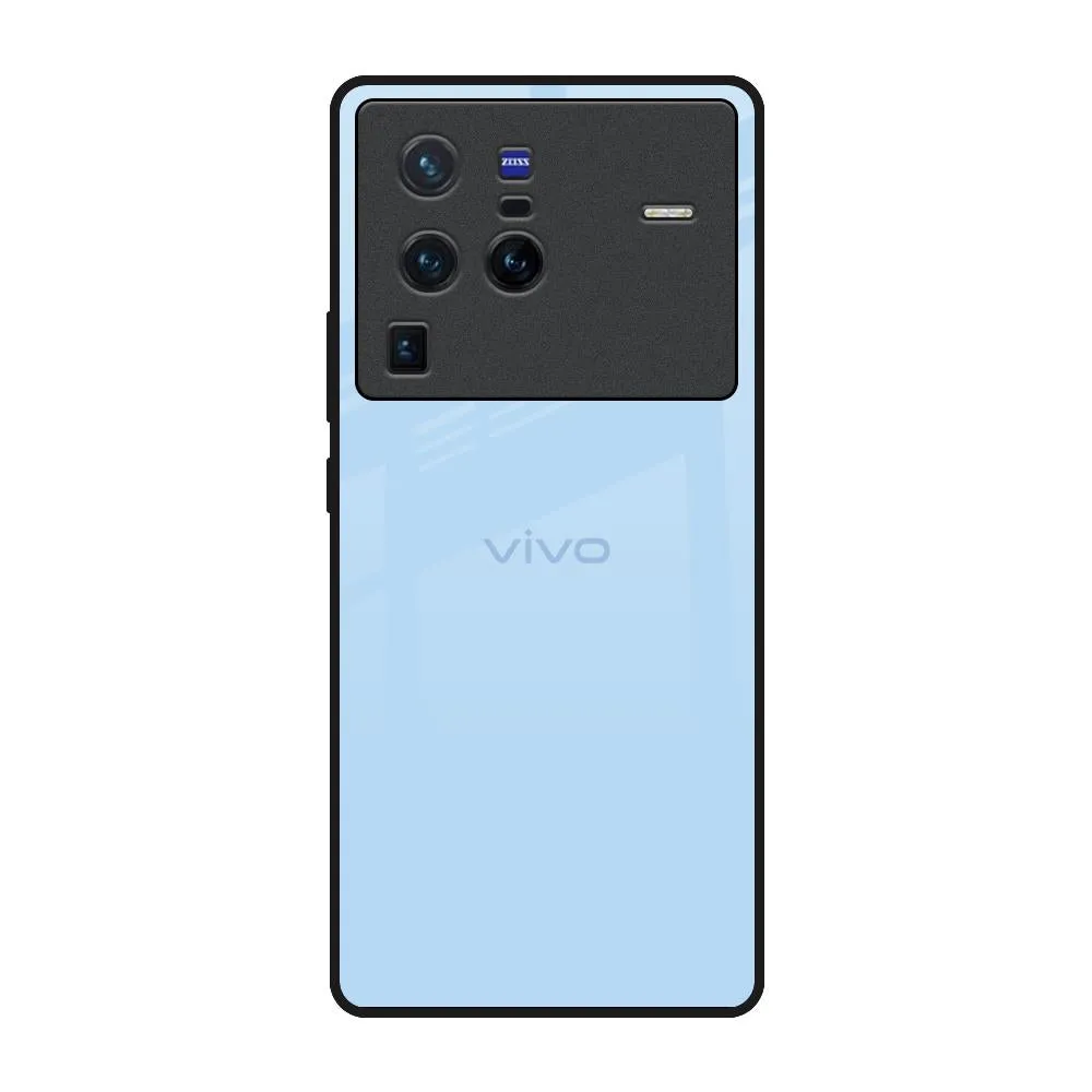 Pastel Sky Blue Glass Case for Vivo X80 Pro 5G Matte Shield Gloss Texture