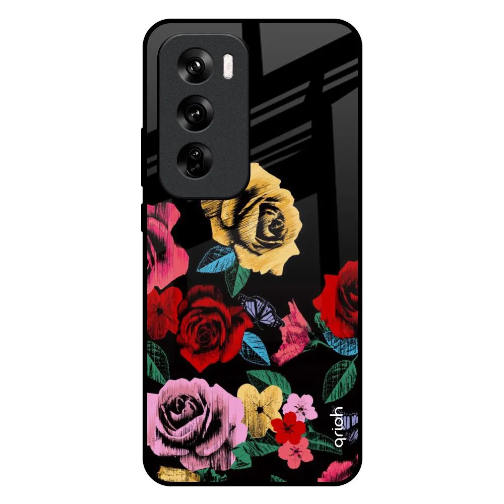 anti dust Floral Decorative Glass Case For Oppo Reno 12 Pro 5G