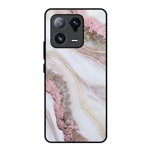 Pink & Gold Gllitter Marble Glass Case for Mi 13 Pro Creative Form