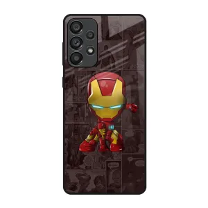 Polished Look Frosted surface Angry Baby Super Hero Glass Case for Samsung Galaxy A73 5G