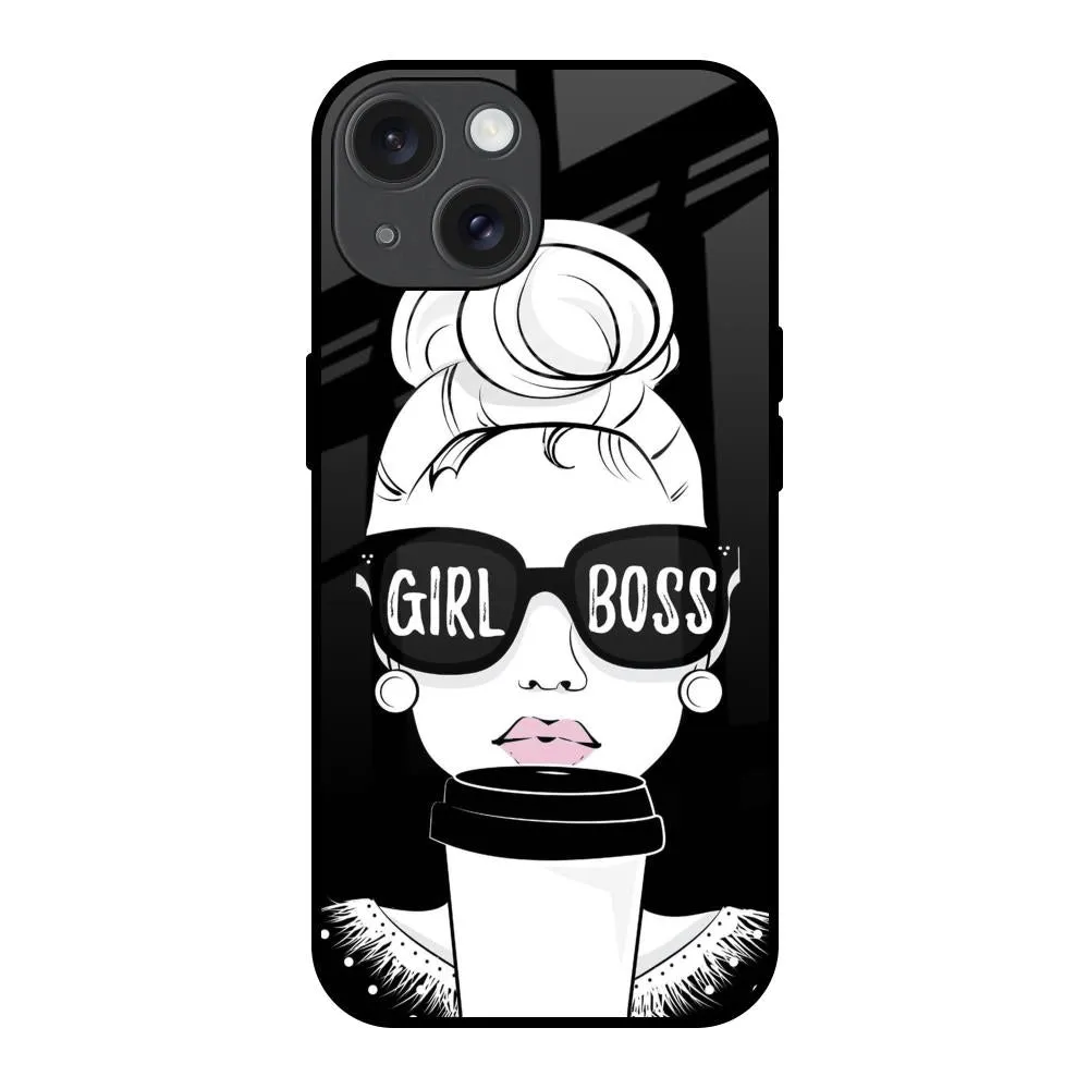 Vibrant Colors Girl Boss Glass Case For iPhone 15