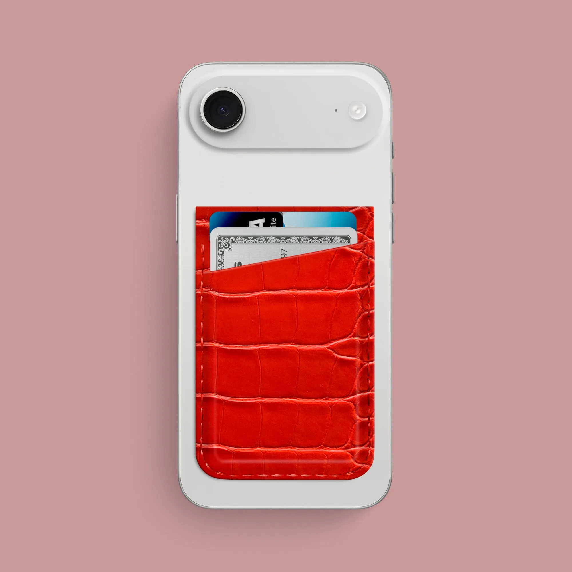 MagSafe Wallet Deep Coral For iPhone 17 Air In Alligator Luxury Layer Texture