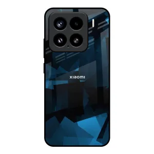 Rugged Look Comfort Design Polygonal Blue Box Glass Case For Mi 15 5G