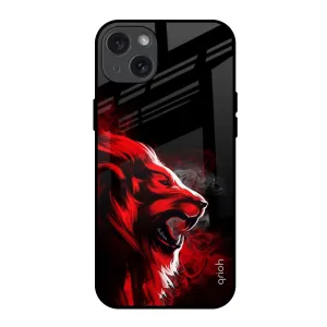 Raised Bezels Red Angry Lion Glass Case for iPhone 15 Plus