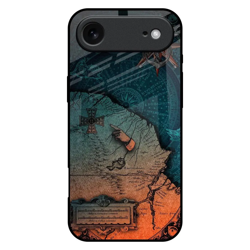 Durable Edge Geographical Map Glass Case for iPhone 17 Air