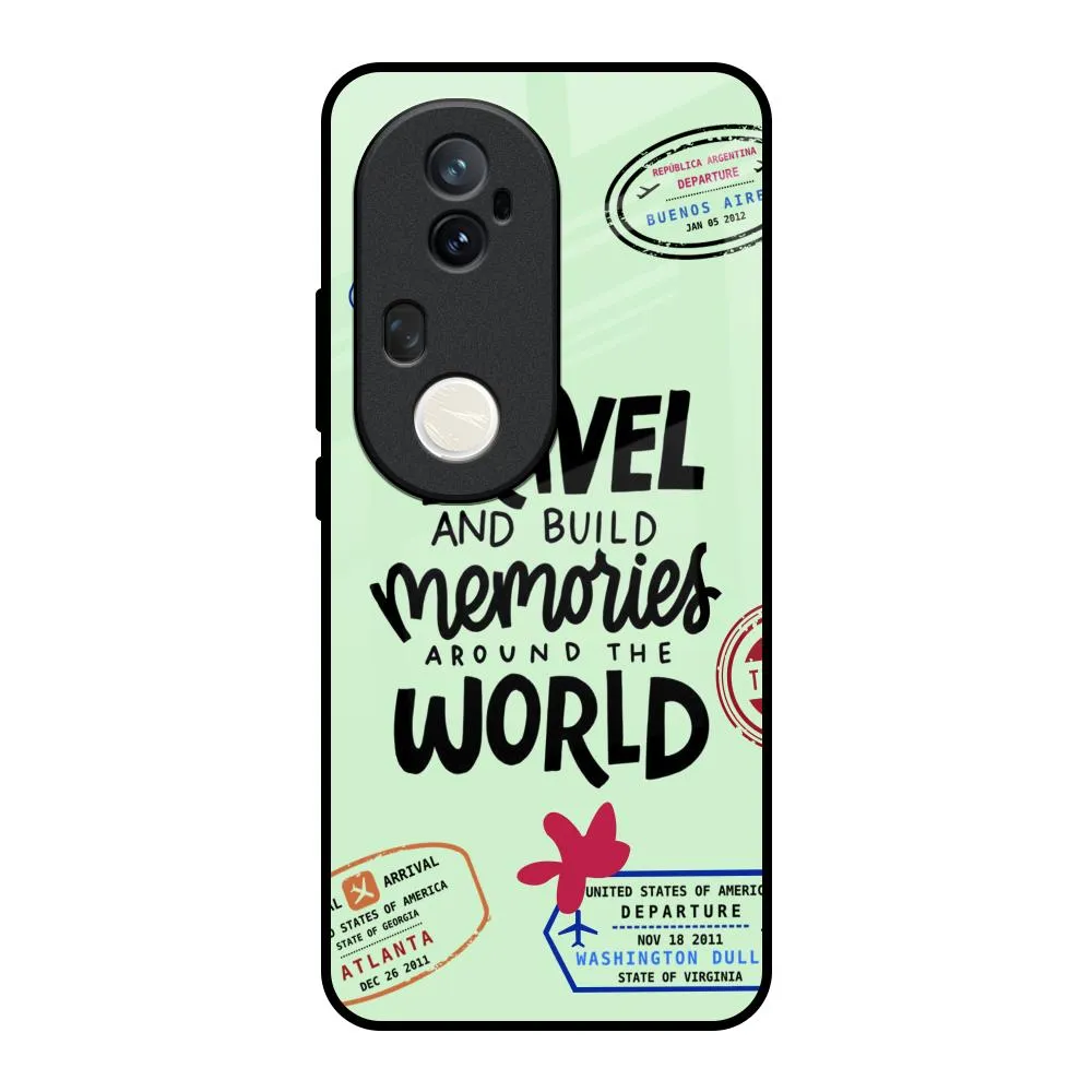 Classic Texture Matte Pattern Travel Stamps Glass Case for Vivo T4 Ultra 5G