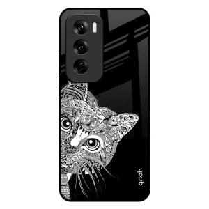 Kitten Mandala Glass Case for Oppo Reno 12 Pro 5G Shock Absorber Rugged Edge Texture
