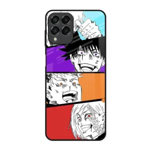 Anime Sketch Glass Case for Samsung Galaxy M53 5G Minimal Texture Layer