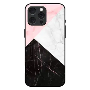 Matte Layer Textured Grip Marble Collage Art Glass Case For iPhone 16 Pro Max