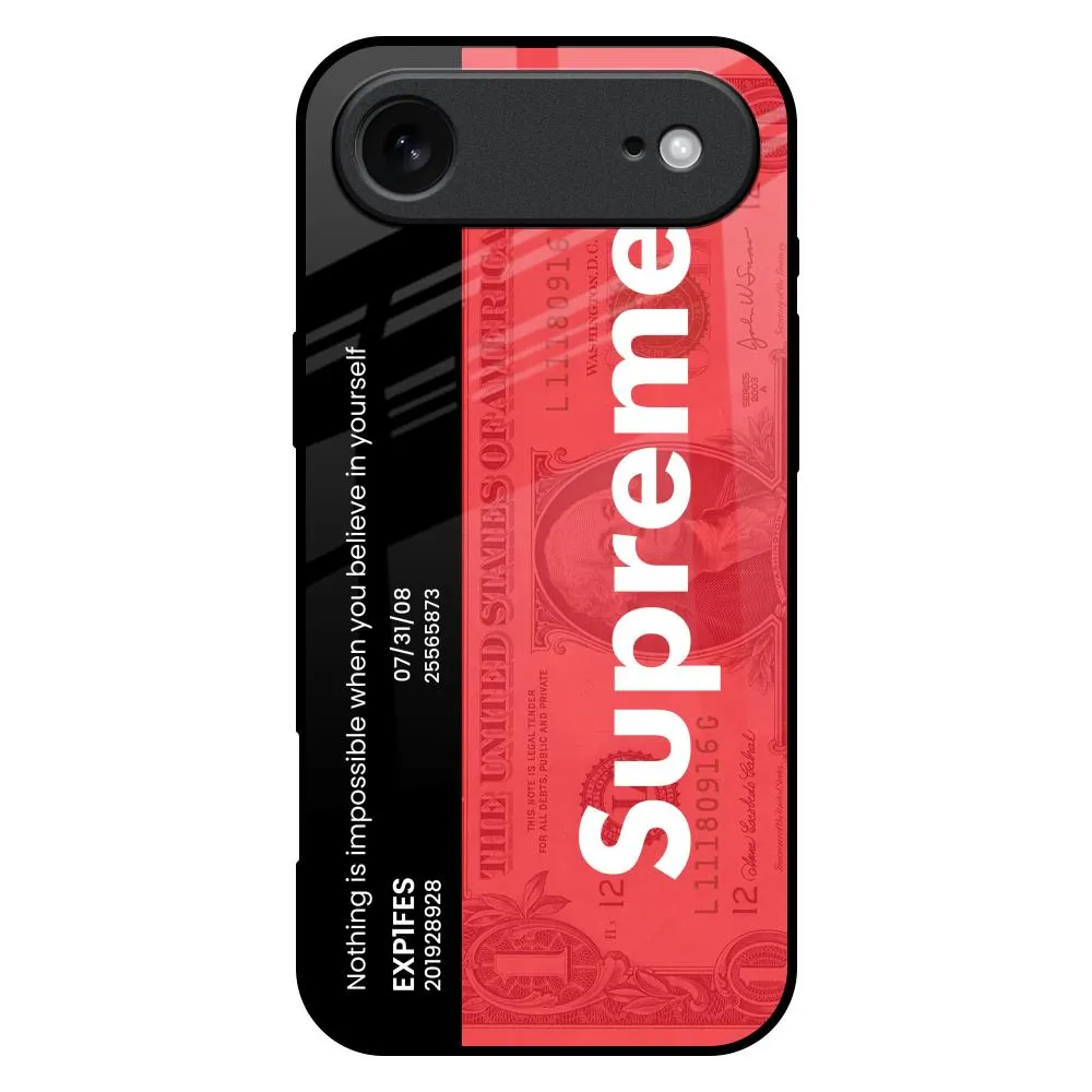 Supreme Ticket Glass Case for iPhone 17 Air Light Design Luxury Style