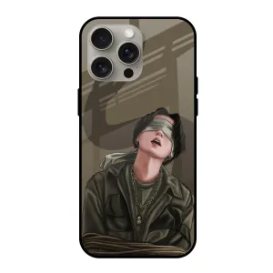 Blind Fold Glass Case for iPhone 15 Pro Max Shock shield