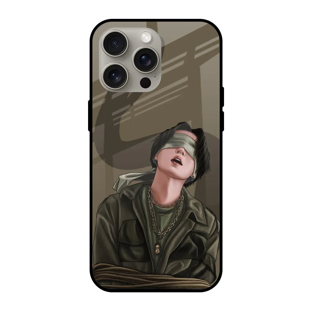 Blind Fold Glass Case for iPhone 15 Pro Max Shock shield