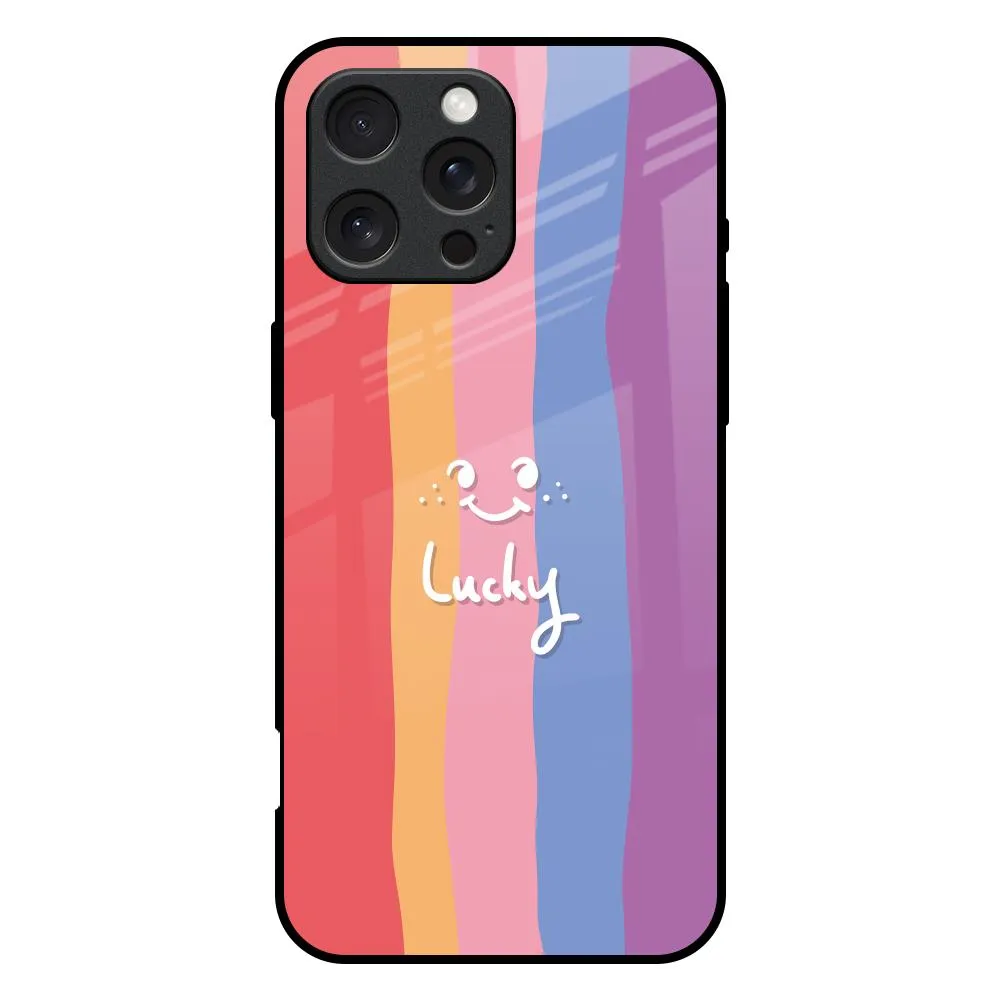 Lucky Abstract Glass Case for iPhone 16 Pro Max Chic Accessory