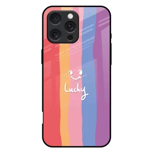 Lucky Abstract Glass Case for iPhone 16 Pro Max Chic Accessory
