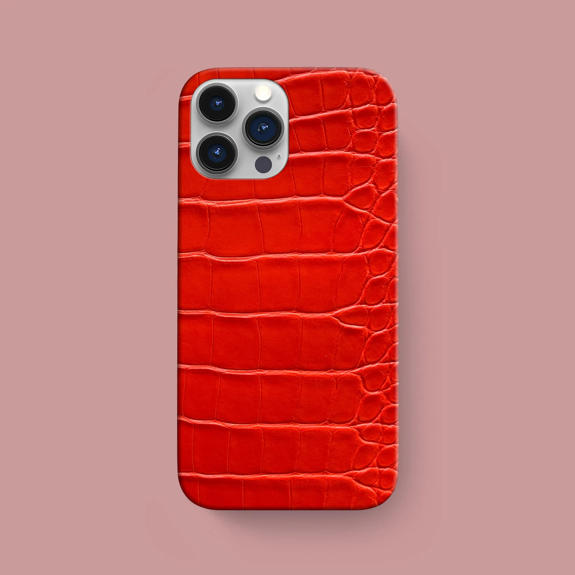 Stylish Finish Texture Slim Case Deep Coral For iPhone 16 Pro Max In Alligator