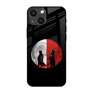 Anime Red Moon Glass Case for iPhone 14 Plus Minimal Grip Premium Texture