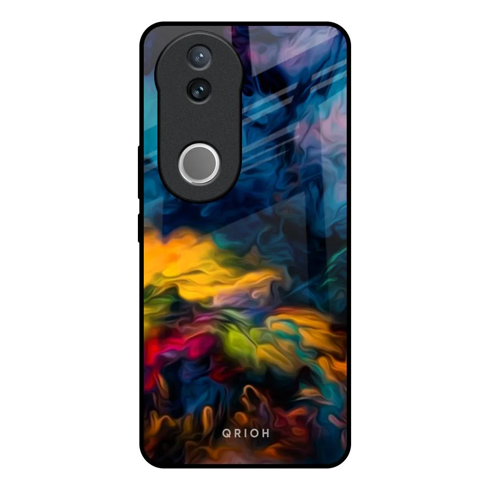 Multicolor Oil Painting Glass Case for IQOO Z10R 5G Hybrid Texture Design Trendy Finish