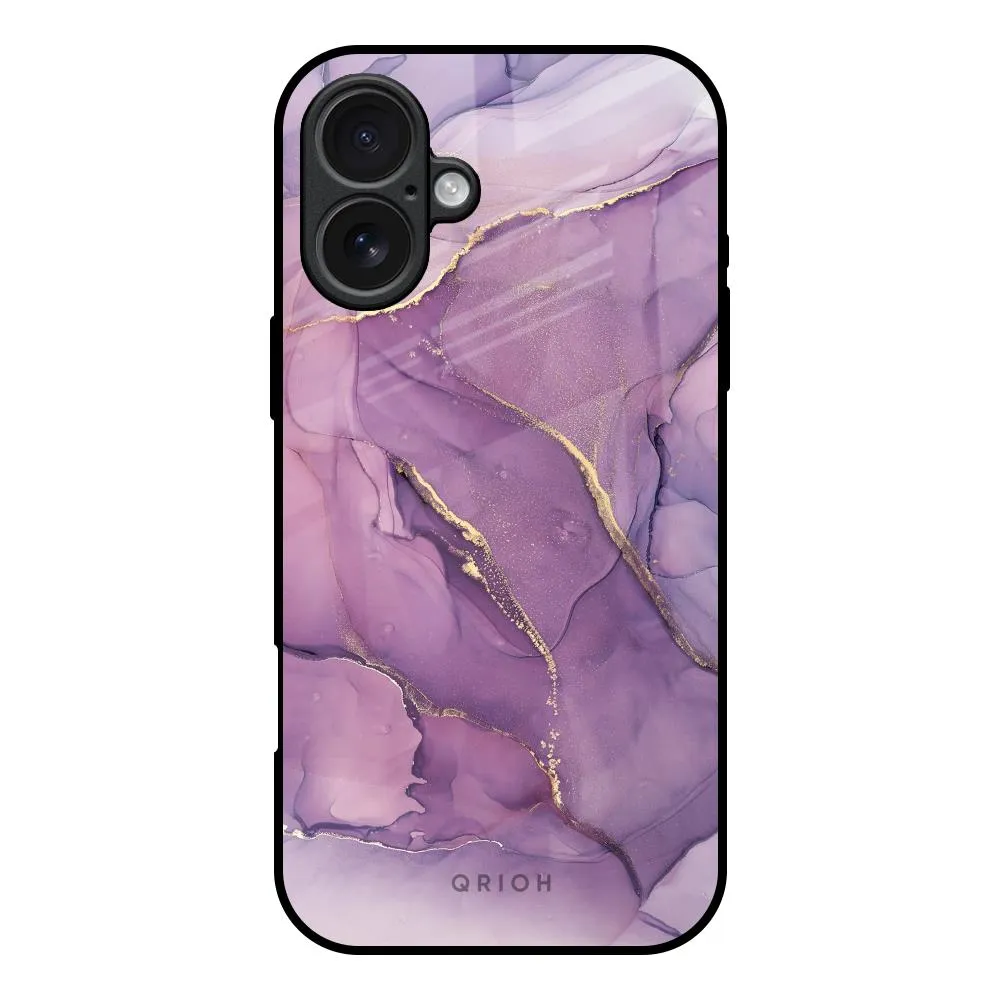 Soft Grip Durable Accessory Purple Gold Marble Glass Case for iPhone 17