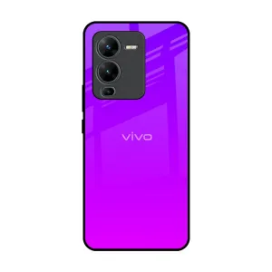 Grip Control Polished Edge Purple Pink Glass Case for Vivo V25 Pro
