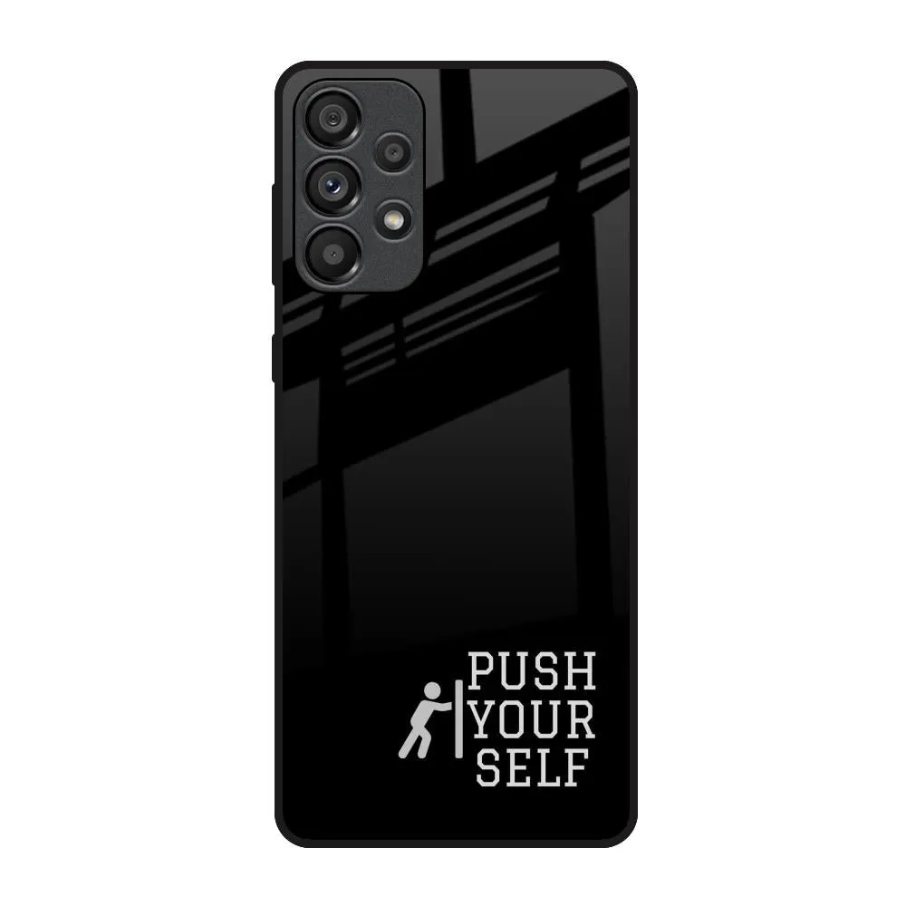 Compact Pattern Hybrid Pattern Design Push Your Self Glass Case for Samsung Galaxy A73 5G