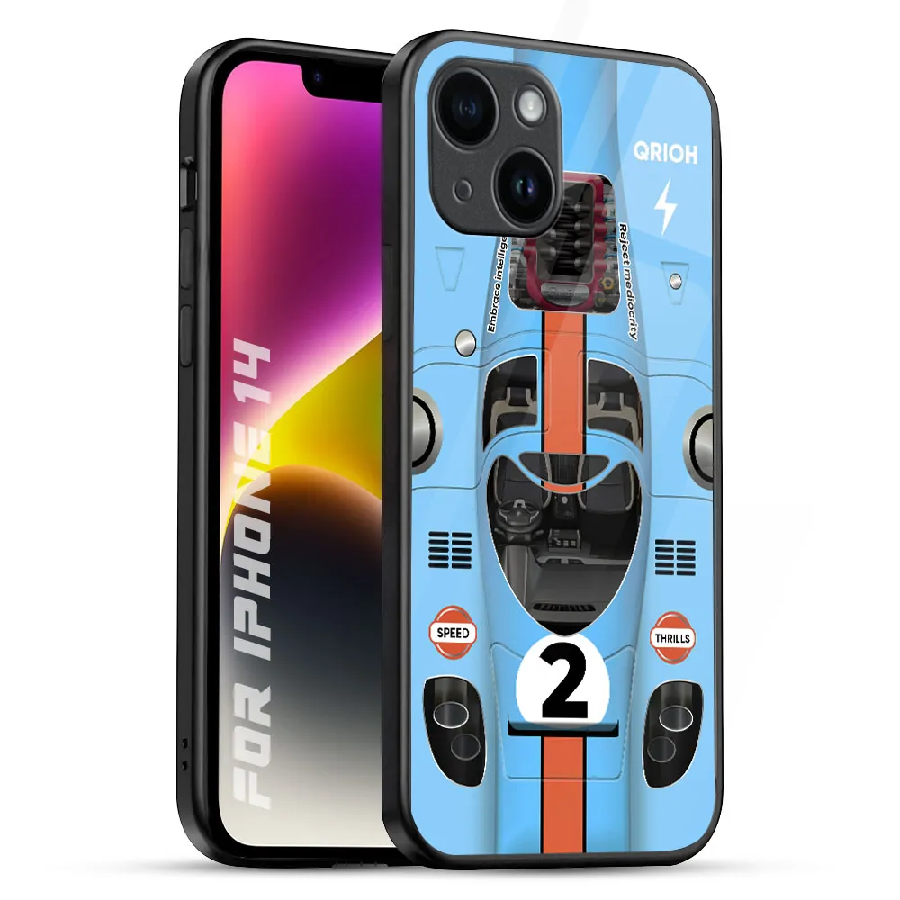Race Laboratory Glass Case for iPhone 14 Elegant Appearance Outdoor Use